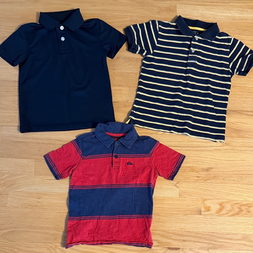 3 pc bundle - kids collared polo shirts, quicksilver, size 4T